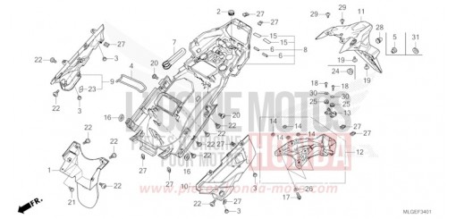 REAR FENDER (CRF1100A2/A4/AL2/D2/D4/DL2/DL4) CRF1100A2P de 2023